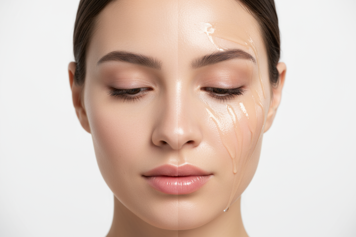 twarz, serum, efekt wygladzenia